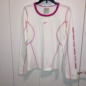 Nike Cream and Pink Long Sleeve Top